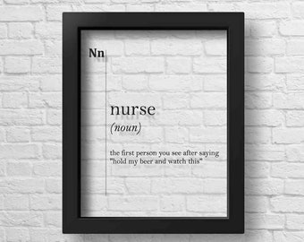 TRANSPARENT Nurse Definition Gift For Nurse Wall Art Nurse Graduation Gift Nurse Poster Hospital Decor Nurse Room Decor Gift Medical Quotes