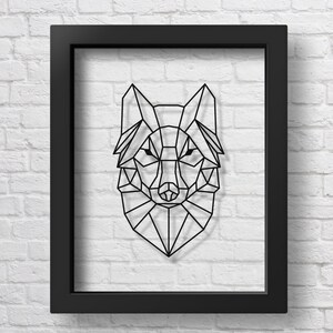 Póster abstracto de lobo transparente, arte geométrico de pared, estampado de lobo, decoración infantil, arte de pared poligonal para habitación infantil, arte geométrico