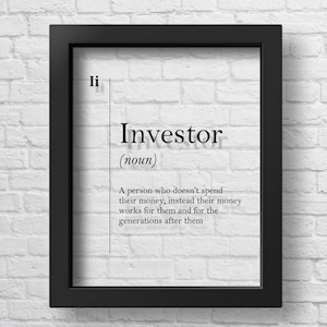 TRANSPARENT Investor Poster, Investor Definition, Investor Gift, Entrepreneur Gift, Investing Wall Art, Investor Office Wall Decor
