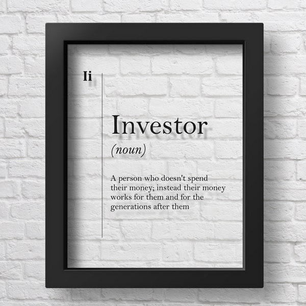 TRANSPARENT Investor Poster, Investor Definition, Investor Gift, Entrepreneur Gift, Investing Wall Art, Investor Office Wall Decor