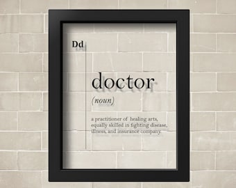 Transparante dokterposter, dokterscadeau, dokterdefinitie, ziekenhuismuurkunst, dokterskunst