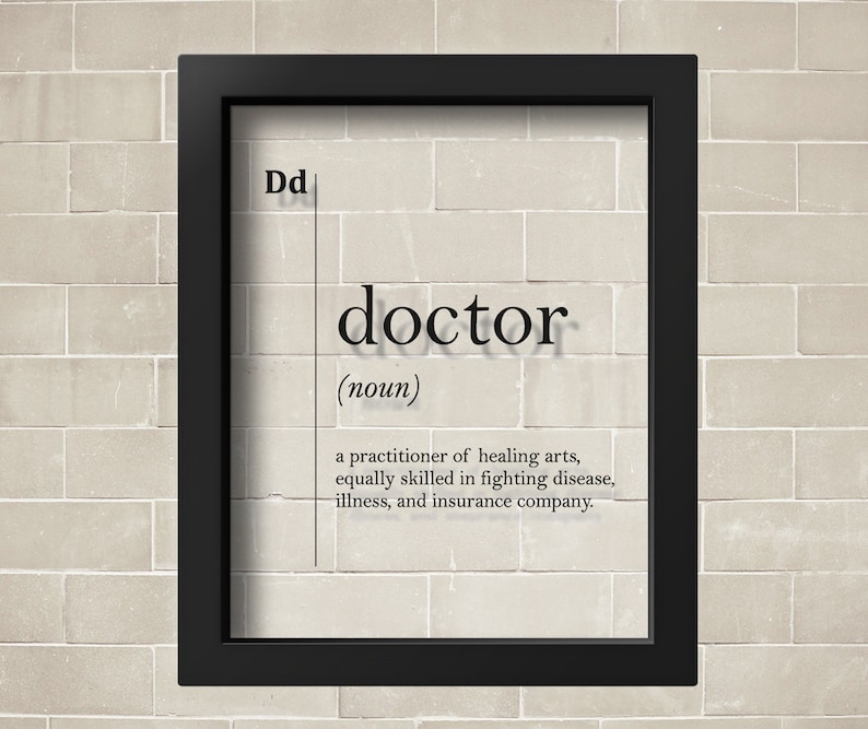 Póster transparente de médico, regalo para médico, definición de médico, arte mural para hospital, arte médico imagen 1