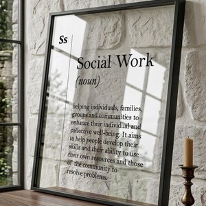 Transparent Social Work Definition Print, Social Worker Gift, Acrylic Glass Poster image 3