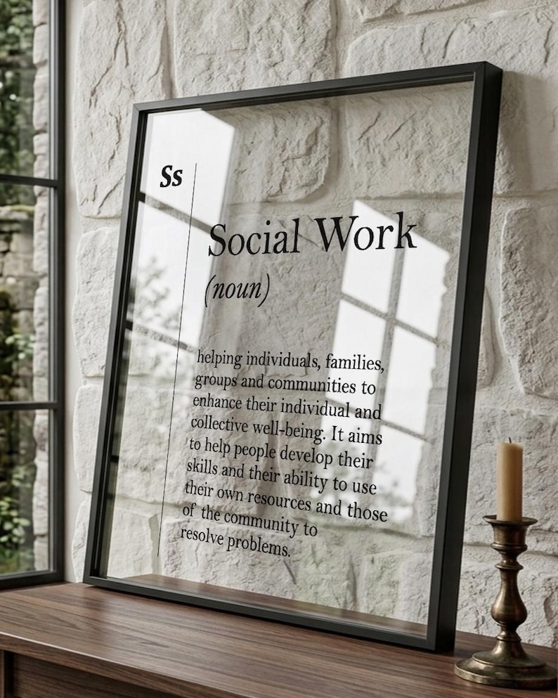 Transparent Social Work Definition Print, Social Worker Gift, Acrylic Glass Poster image 3