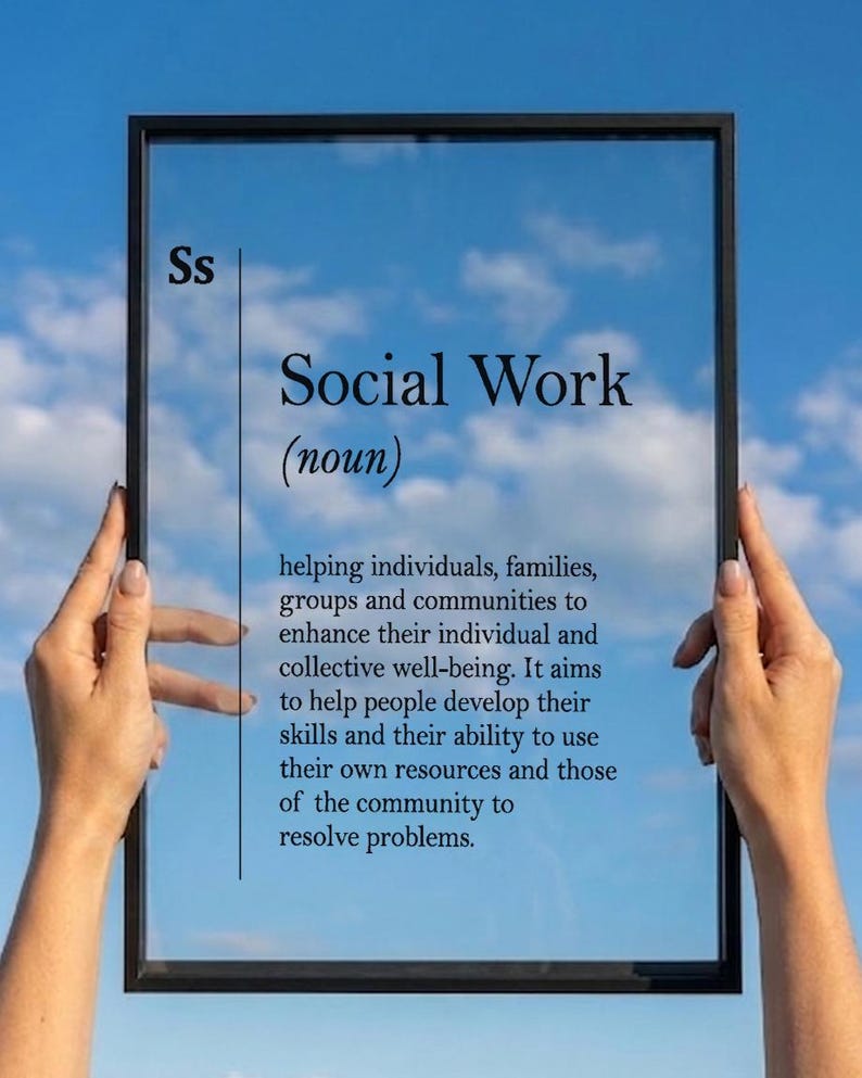 Transparent Social Work Definition Print, Social Worker Gift, Acrylic Glass Poster image 2