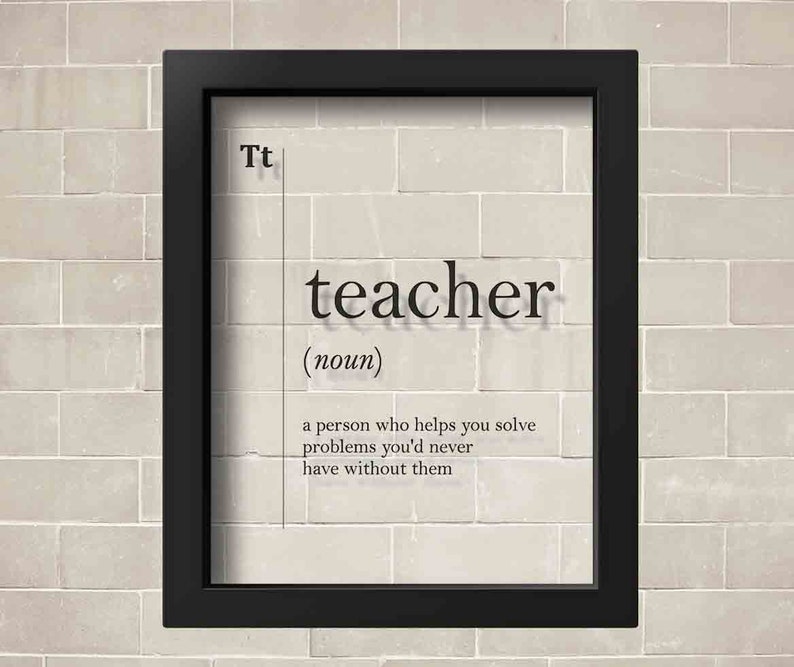 TRANSPARENT Teacher Funny Definition Print Gift for Teacher College School Wall Art Coworker Office Decor Scandinavian Typography Dictionary image 2