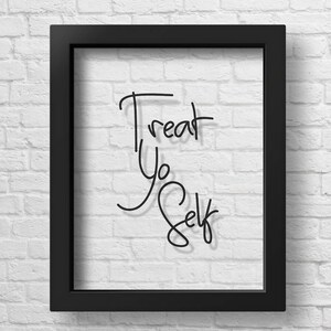 TRANSPARENT Treat Yo Self Sign Kitchen Wall Art Kitchen Decor Kitchen Quote Kitchen Prints Typography Minimalist Restaurant Wall Decor