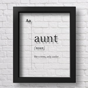 TRANSPARENT Aunt Gift  Best Aunt Best Auntie Ever Auntie Is My Bestie Aunt Definition Print Auntie Gifts for Aunt Art Family Wall Art