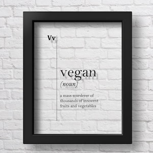 TRANSPARENT Vegan Definition Print Vegan Funny Gift Vegetarian Wall Art Vegan Wall Decor Vegetarian Gift Vegan Home Decor Vegan Quotes