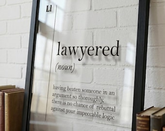 Transparent Lawyered Definition Print, Funny Lawyer Gift, Lawyer Office Decor, Acrylic Glass Poster
