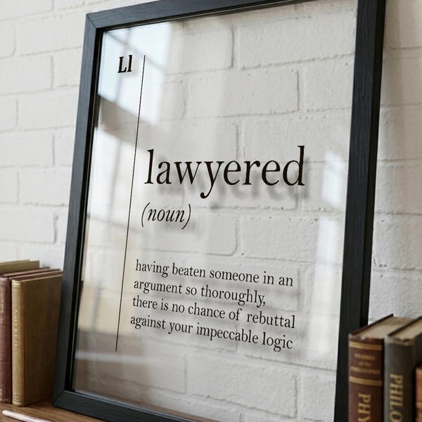 Lámina transparente con la definición de "abogado", regalo divertido para abogados, decoración para despachos de abogados, póster de cristal acrílico.
