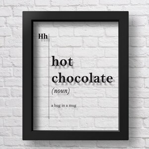 TRANSPARENT Hot Chocolate Definition Art Kitchen Wall Decor Gift for Chocolate Lover Breakfast Poster Wife Husband Gift Wall Decor Romantic