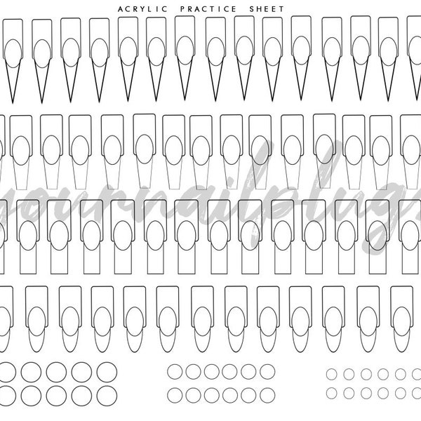 Printable Acrylic Application Practice Sheet No Watermark | Nail art supply | Nail Tech