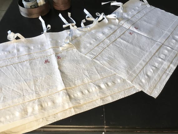 Pair Of Curtains Made From Tea Towels Vintage Monogram Hb Etsy