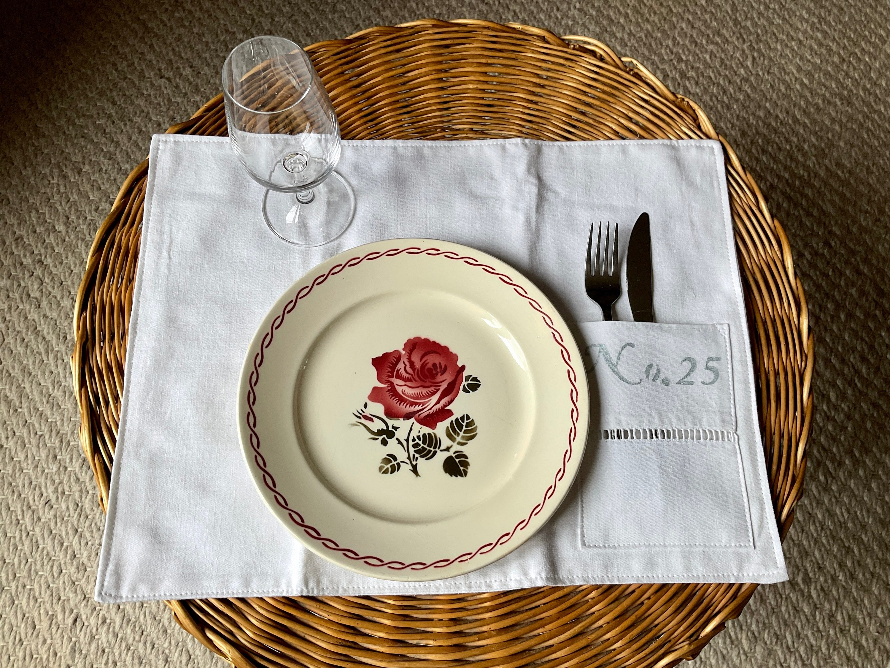 Set de Table en Coton Blanc Ancien