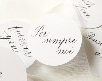 Handwritten wedding, wedding, birthday gift tag.