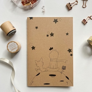 Quaderno a5 a tema Piccolo Principe personalizzato e scritto a mano.
