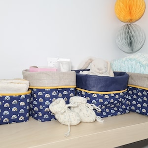 Changing table baskets, diaper basket, blue rainbow printed storage basket