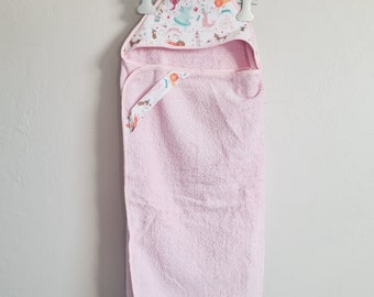 Grande Cape de bain bébé , sortie de bain 0- 24mois, serviette enfant avec capuche tissu Arc en Ciel Bleu