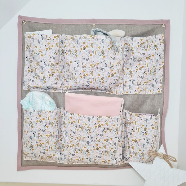 Fabric wall organizer, hanging wall storage, hanging organizer with pockets