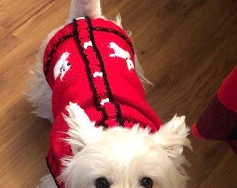 Westie Dog Jumper, Knitted Pet Sweater