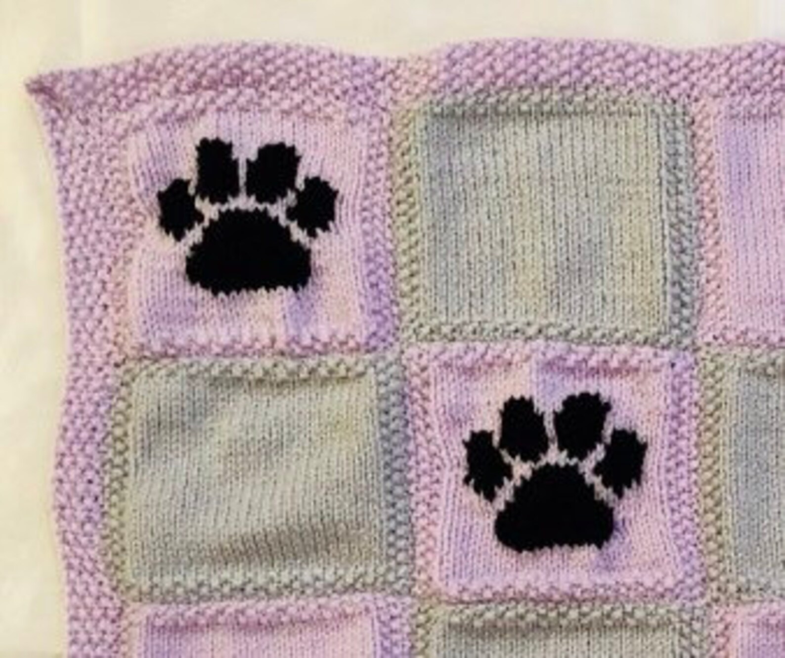Knitted Dog Blanket Paw Prints Etsy