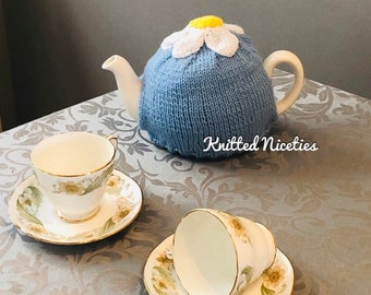 Hand Knitted Tea Cosy, Daisy Tea Pot Cover