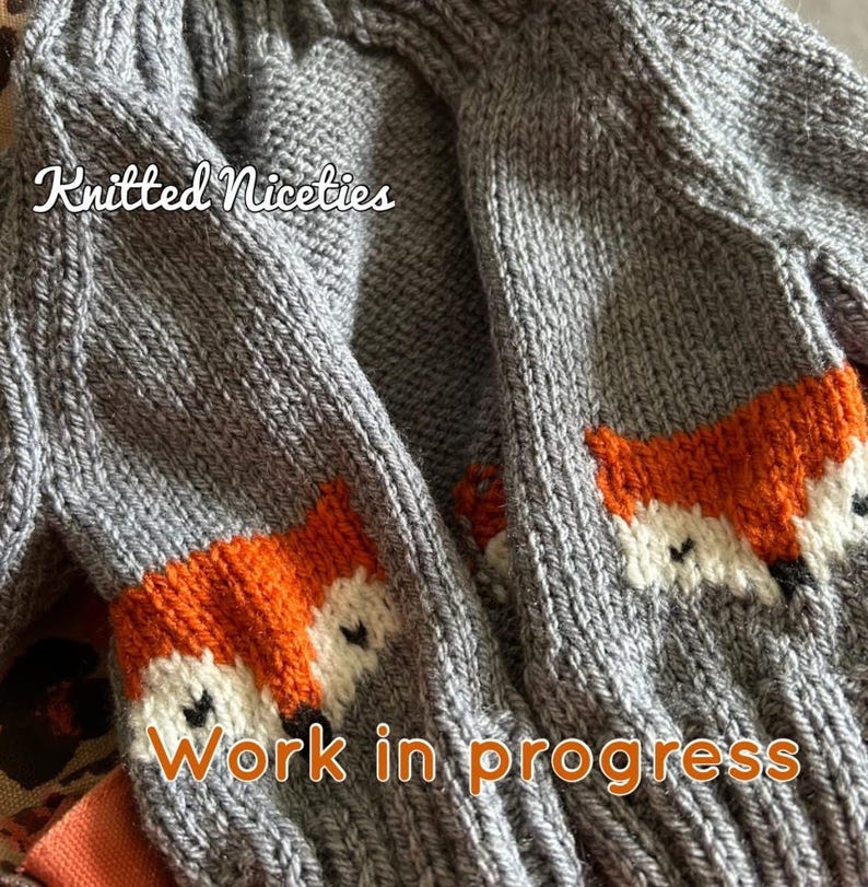 Fox Cardigan & Beanie or Bobble Hat, Hand Knit Baby Clothing zdjęcie 12