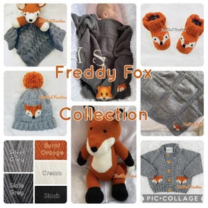 Fox Cardigan & Beanie or Bobble Hat, Hand Knit Baby Clothing zdjęcie 16