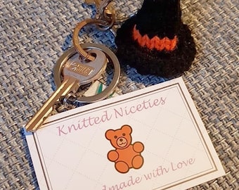 Witches Hat Keyring or Bag Charm, Halloween Gift