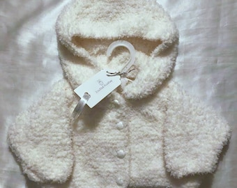 Fluffy Winter Hoody, Knitted Baby Clothing