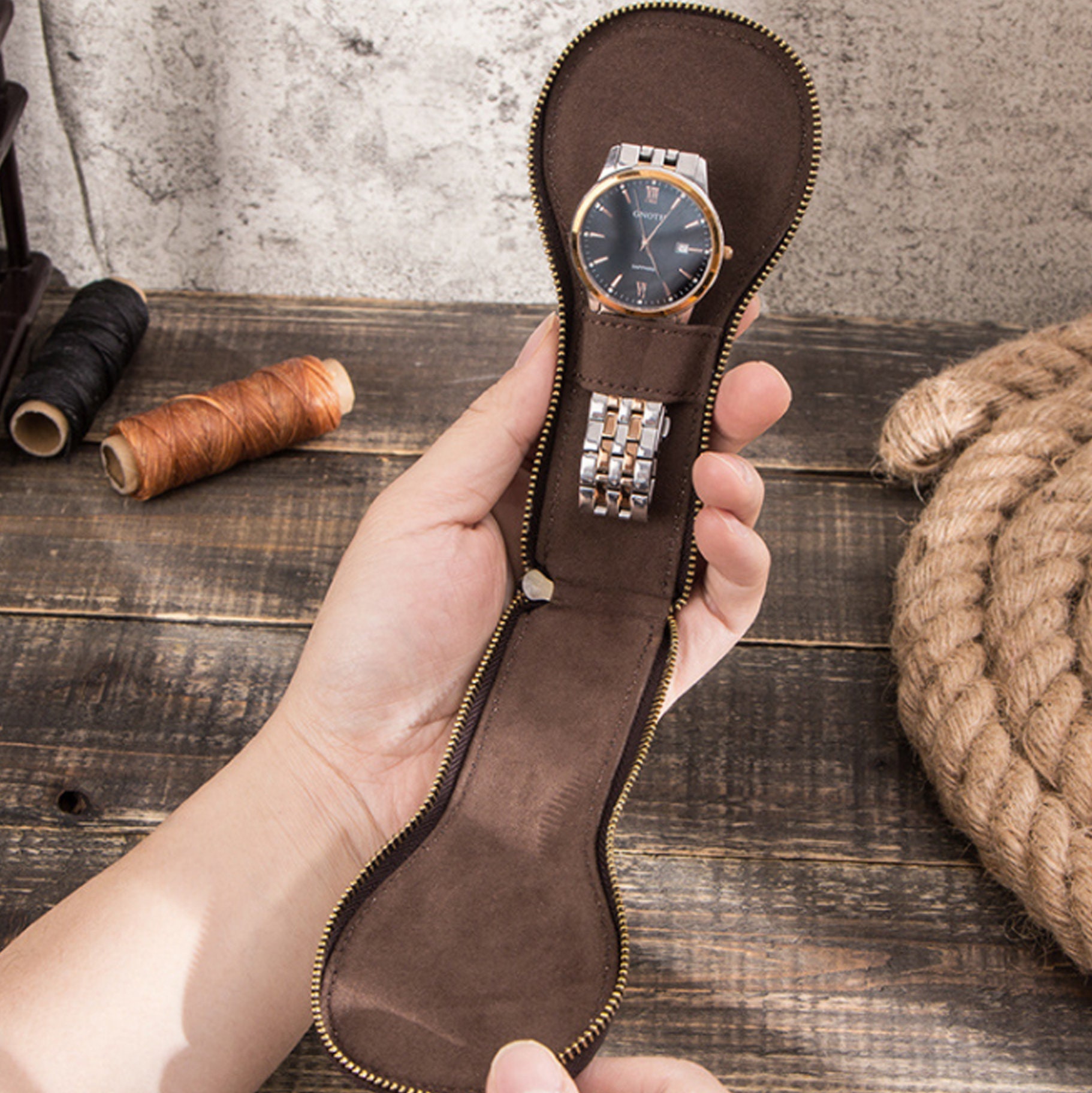 Leather Watch Case Travel Accessories Watch Storage Pouch Etsy