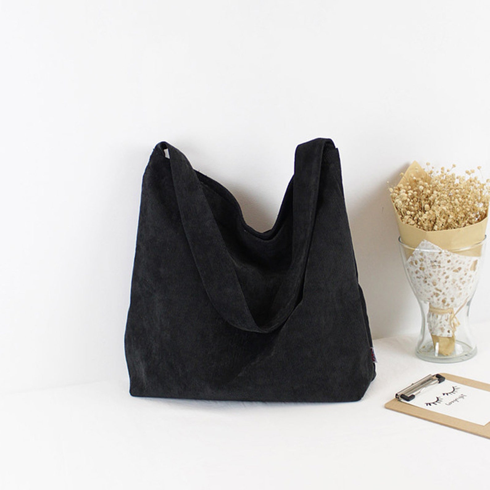 Winter Tote Bags Black Tote Crossbody Tote Bag Corduroy Tote Etsy