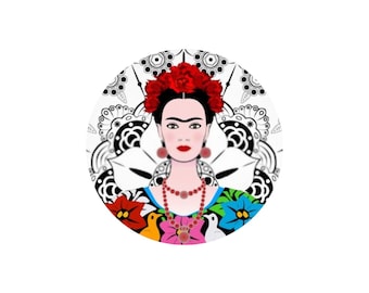 1 Cabochon en Verre Rond Frida Kalho 3