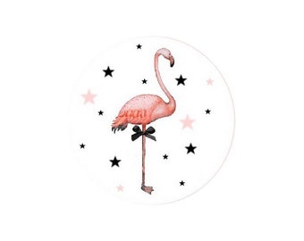 2 Cabochons en Verre  Rond Flamant Rose 2