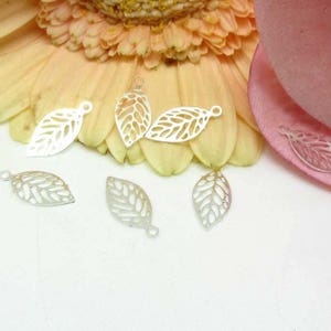 10 Mini Silver Filigree Leaf Charm Prints - 11*5.3 mm
