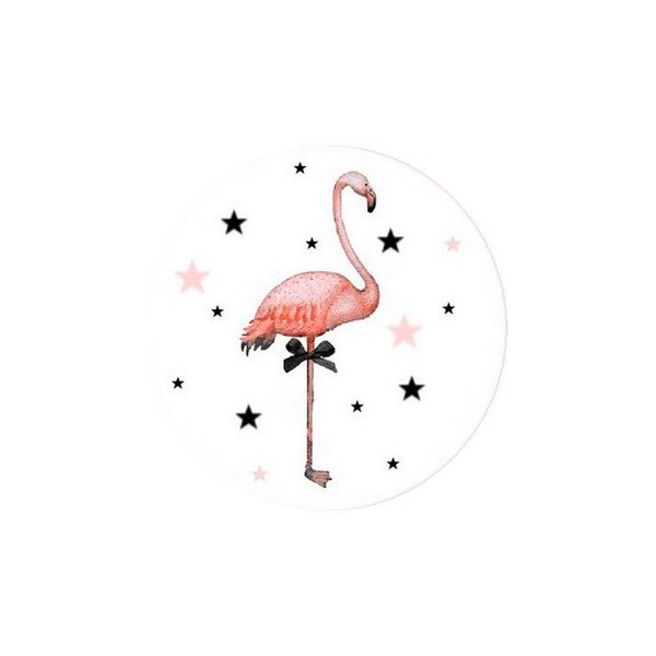 1 Cabochon en Verre Rond Flamant rose 2