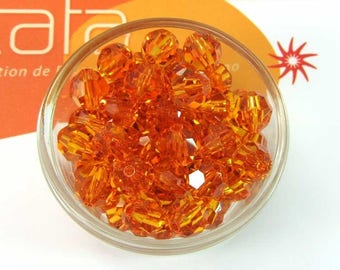 Set of 2 round amber AB - 8 mm Swarovski Crystal