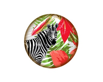 2 Cabochons, Cabochon Glass, Round, Tropical Zebra