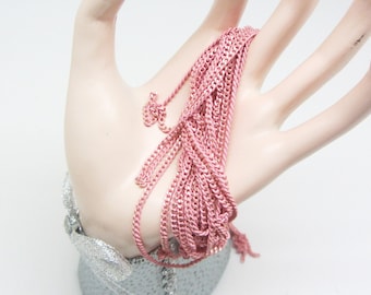 50 cm Fine Curb Chain Pink with Golden Highlights