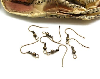 10 Paires Crochets, Boucles d'Oreilles Bronze, 18 mm