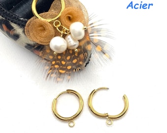 1 Paire Supports Boucles d'oreille Ronds Acier Inoxydable Doré, MultiTaille