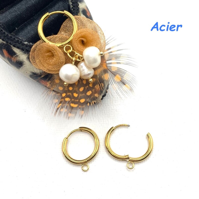 1 Pair Round Earring Supports Gold Stainless Steel, MultiSize image 1