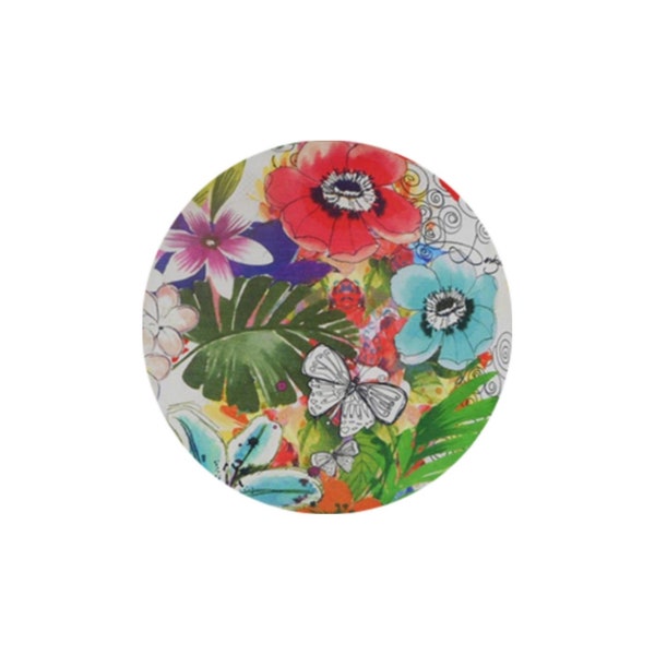 2 Cabochons en Verre  Rond Mode Design Bouquet Fleur et Papillon