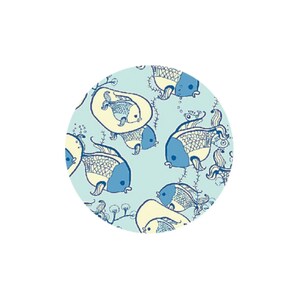 1 Cabochon Round Glass Summer Marine Blue Fish image 1