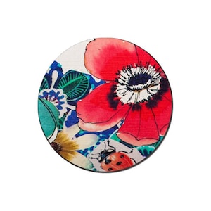 1 Round Glass Cabochon Fashion Design Red Flower