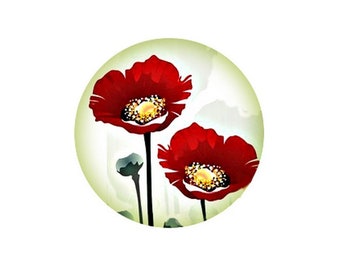 1 Cabochon en Verre  Collection Coquelicot