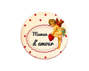 1 Cabochon en Verre  Rond Fête des Mères Maman 5