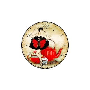2 Round Glass Cabochons, Paris For ever, Roaring Twenties, Moulin Rouge