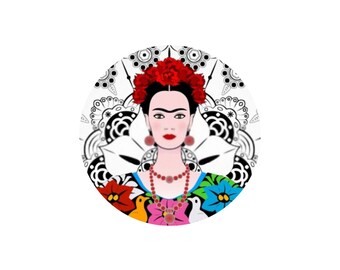 2 Cabochons Glass Round Frida Kalho 3